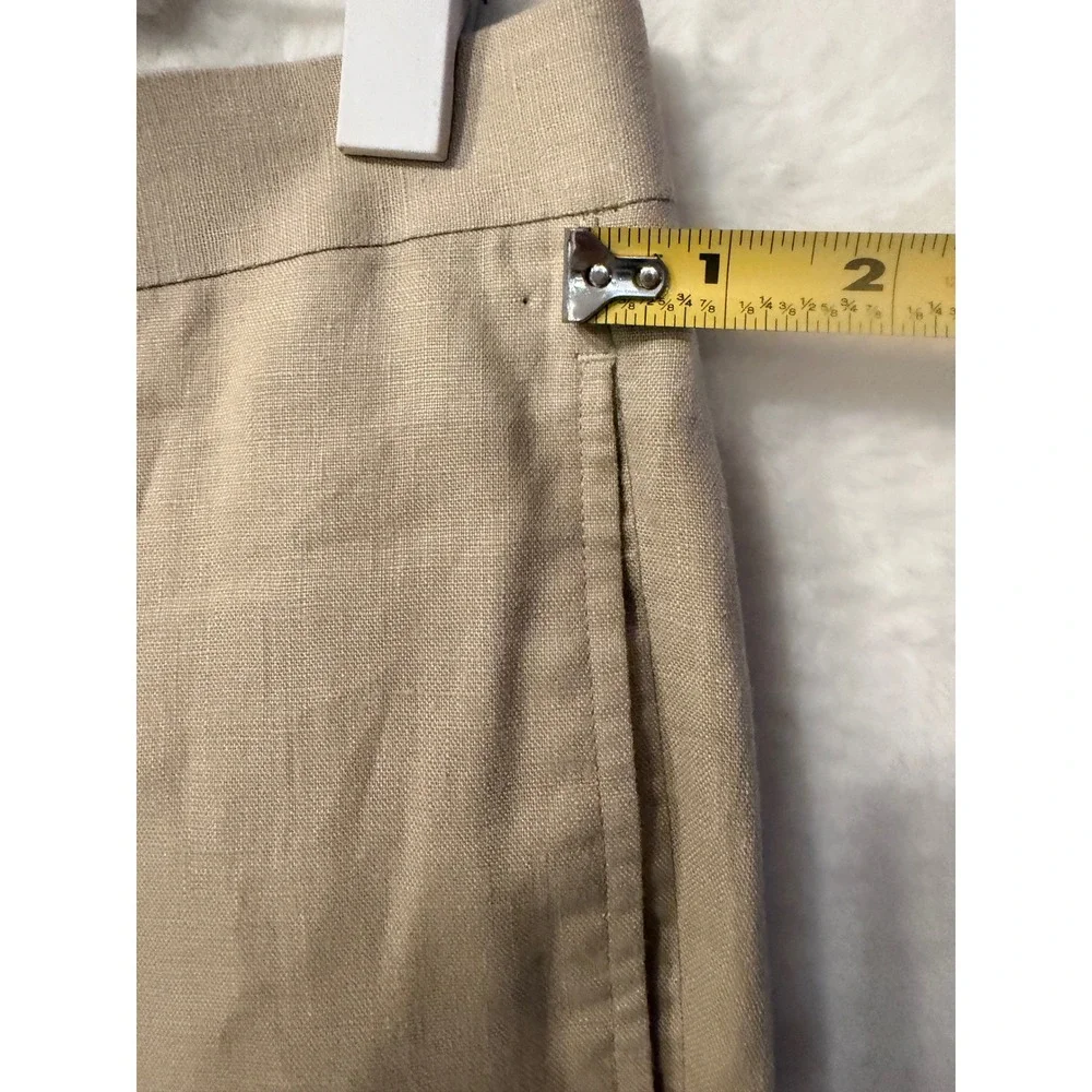 Mens Tan Linen Blend Dress Pants Khaki Straight Leg Trousers Size 34x26 Summer